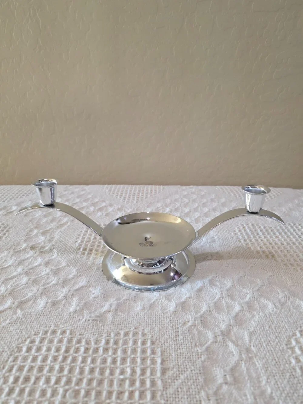 Vintage Silver Wedding Unity Candle Holder Home Decor Pillar Taper Candle Holder